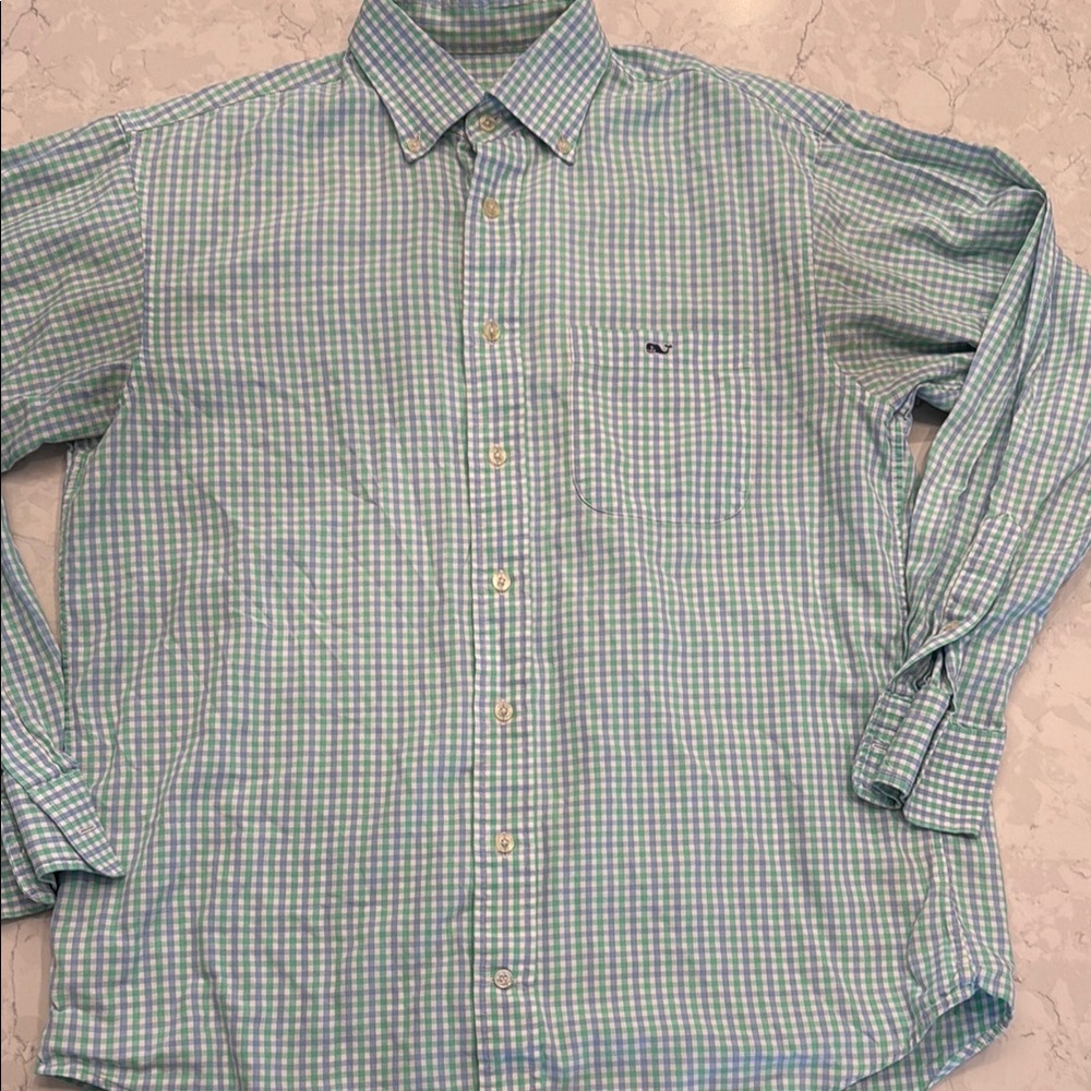 Men's Vineyard Vines Green Checkered Shirt